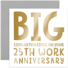 Special 25th Work Anniversary Card for Colleague Coworker Boss - Congratulations Gifts for Them Men Women - Well Done To You - Proud - Blank Inside with Envelope