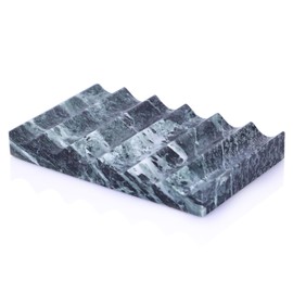 Elegant Natural Marble Soap Dish,Rectangle Marble Tray, Stone Soap Tray & Saver for Shower for Bathroom and Kitchen,Self Draining Non-Slip Soap Holder (Dandong Green)