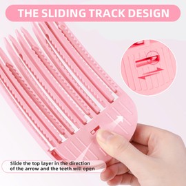 2Pcs Hair Volumizer Clip for Fluffy Bangs, Quick High Crown Volume Tool, 3/6 Teeth No Crease Hair Clips for Men and Women, Wind Shaping Styling Comb for Natural Fluffy Bangs (Pink)