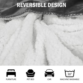 furrybaby Waterproof Dog Blanket, Fluffy Pee Proof pet Blanket for Couch Bed Protection Washable Reversible Pet Fleece Sherpa Throw Blanket Furniture Protector Grey(127×152cm)