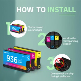 936 936xl 936 XL Ink Cartridges Replacement for HP 936 936 XL 936xl Ink Cartridges Works with OfficeJet 9120 OfficeJet Pro 9110 9120 9130 (3 Pack, Cyan, Magenta, Yellow)