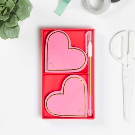 Knock Knock 2-Pack Hearts Sticky Set with Gold Metallic Gel Pen