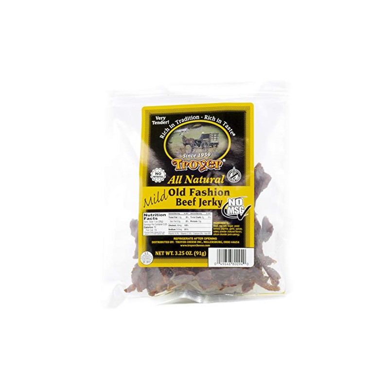Troyer All Natural Mild Old Fashion Beef Jerky 3.25 Ounces