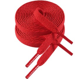 VSUDO VSUDO 90cm Length Flat Red Trainers Shoelace, 8mm Wide Red Shoe Laces for Sneakers, Premium Trainer Shoe Strings, Replacements Athletic Sport Shoelaces for Women or Men (1Pair-Red-090cm)
