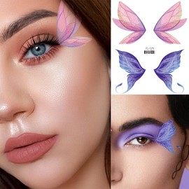 Uranian Temporary Tattoos Butterfly Face Stickers Glitter Fake Tattoo for Women Butterflies Fake Body Tattoos Sticker for Face Makeup Festival Rave Carnival (6 Sheet)
