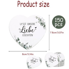 Pack of 150 Sparklers Wedding Labels, Wedding Favours with "Let Our Love Light" Motif, Double Perforated Cards for Sparklers and Glow Sticks (Eucalyptus)