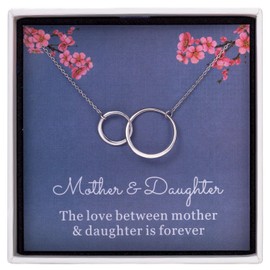 AM ANNIS MUNN Mom Gifts from Daughter Sterling Silver Necklace for Women Mother Daughter Necklace Infinity Circles Birthday Gifts for Mom
