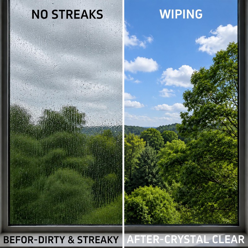 Window Washing Kit with Extension Pole(19–94.5"), Window Squeegee with Extension