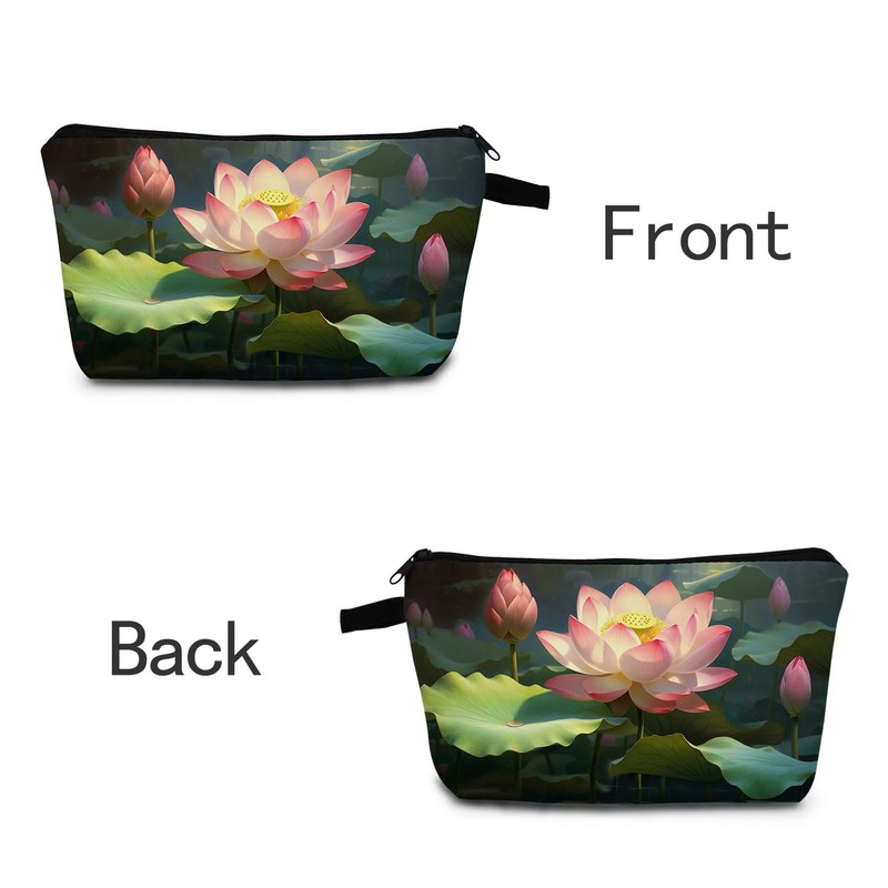 MoCaliduccious Lotus Flower Women Makeup Bag Daily Cosmetics Storage Pouch