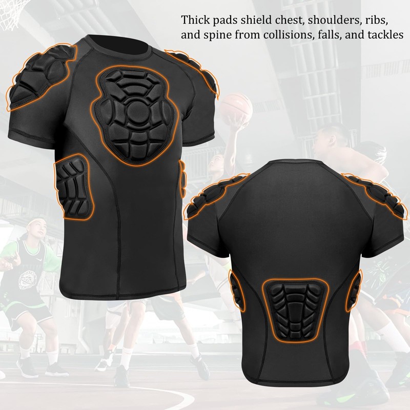 Jormino Padded Compression Shirts with Chest, Rib, Shoulder & Back