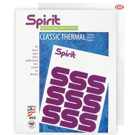 Papel de transferencia Spirit Tattoo – Papel de plantilla tamaño A4 para tatuajes – Papel de transferencia de tatuajes certificado vegano y fácil transferencia con cera vegetal y tinte morado de alta visibilidad (100 unidades)