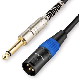 JOLGOO 1/4 Inch TS Mono to XLR Male Cable, Unbalanced 6.35mm Mono Plug to 3-pin XLR Male, Quarter inch TS Male to XLR Male Microphone Cable, 10 Feet/3 M