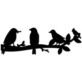 CREATCABIN Metal Bird Wall Art Birds on Branch Wall Decor Black Leaves with Birds Sculptures Bird on Vine Olive Branch Iron Silhouette Wall Hanging Sign for Living Room Bedroom Indoor Outdoor 12x4Inch