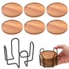 6 Pcs Wooden Coasters with Holder, Coffee Table Coasters for