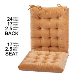 MOIRIG Rocking Chair Cushion, Non Slip Durable Tufted Pads, FadeShield Set of Seat and Back Cushions with Ties for Indoor Outdoor Rocker (Ginger, Flannel 1)