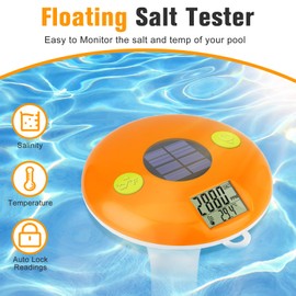 UIUZMAR Pool Salt Tester Floating Pool Thermometer & Salinity Meter for Saltwater Pool Digital Solar Powered Salinity and Temperature Tester for Swimming Pool, Hot Tub, Spa, Hot Spring, Ponds