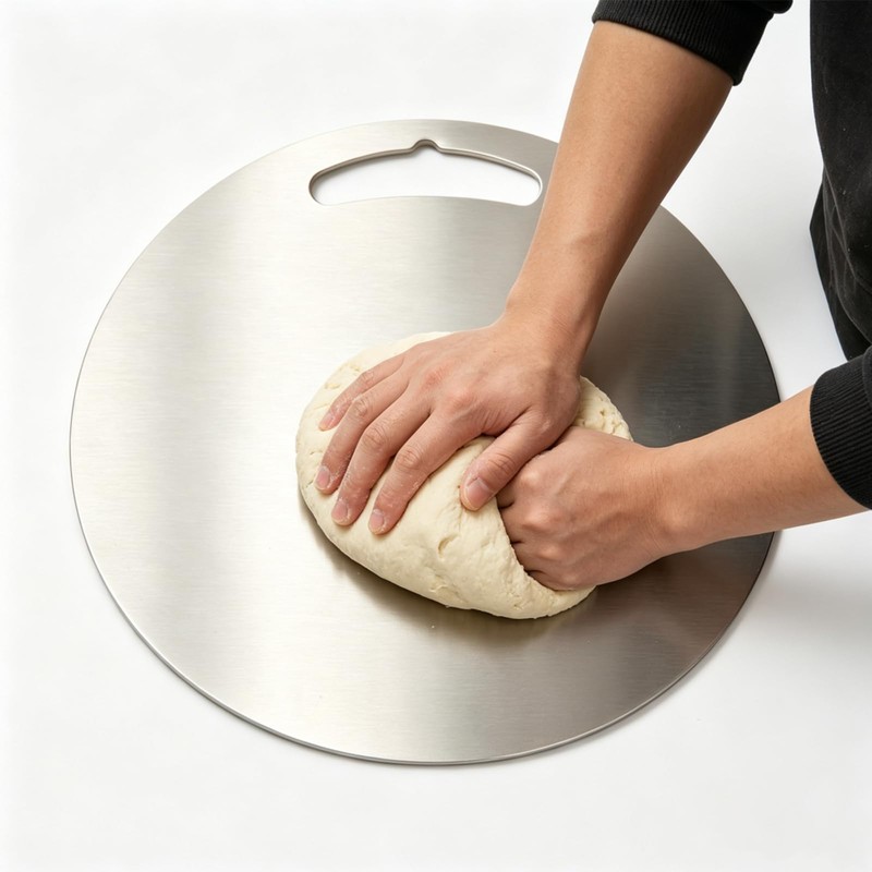 304 stainless steel cutting board mat, heavy-duty solid round double-sided