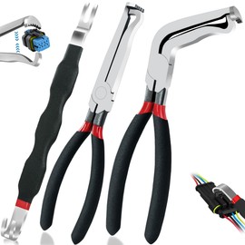 Electrical Disconnect Pliers, Connector Separator 8in Automotive Tools Electrical Connector Pliers, Automotive Tools for Push Tab Style Plugs (3-Piece Set)