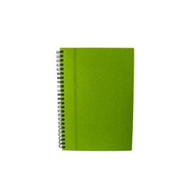 Cuaderno de espiral, 21x14.5 cm, 140 págs. de hojas blancas rayadas. Pasta dura resistente. Es ligera de llevar en una mano. Ideal para notas. VERDE. Cuadernos Myrlo