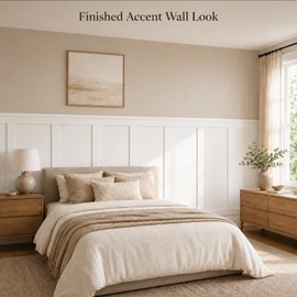 TONGMO 10 Pcs Board and Batten Wall Panel Kit, 95 x 53.1 in MDF Wainscoting Panels, Pre-Cut Paintable Wainscoting Kit for DIY Accent Wall and Interior Wall Decor