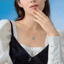 MEIDERBO White Opal Locket Necklace 925 Sterling Silver Round Picture Locket Necklace That Holds 2 Pictures Locket Jewelry Gifts for Women