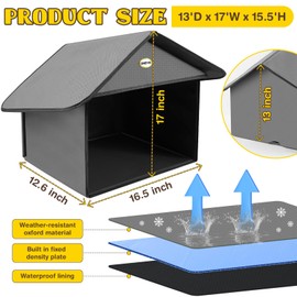 Dreyoo Outdoor Cat Feeding Station for Food & Water, Weatherproof Outdoor Kitty Dining Room Cat Shelter for Stray, Feral Cats and Community Cats, 13”d x 17”w x 15.5'h(1 Pack,Dark Grey)