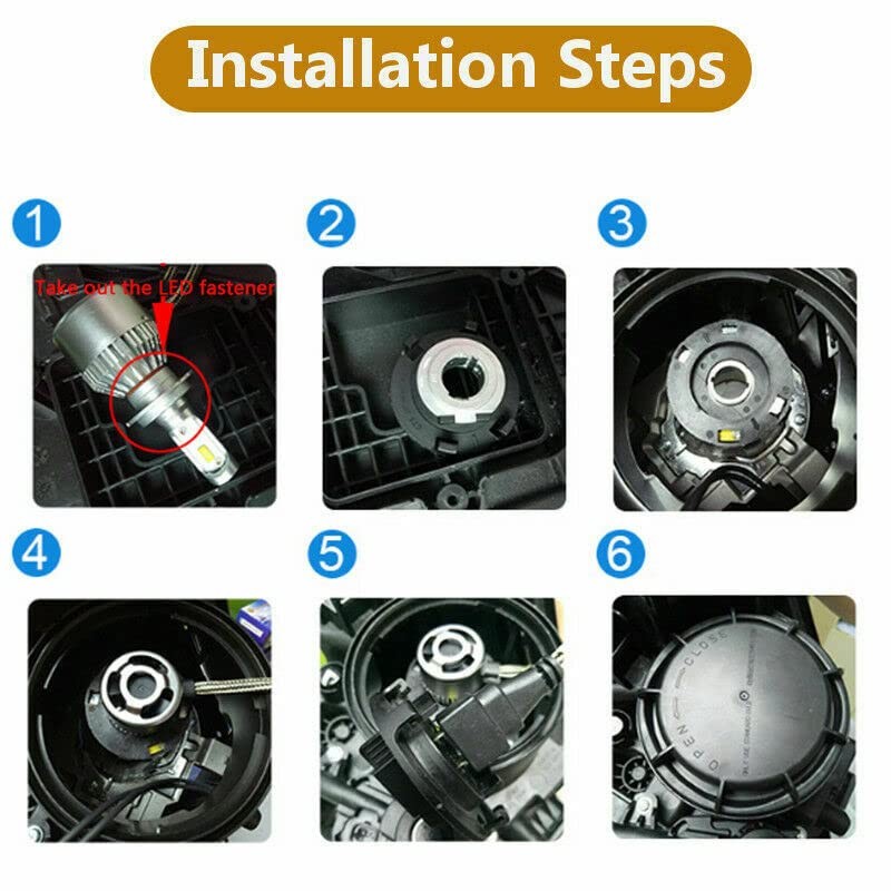 SOCAL-LED 2x H7 LED Adapter Headlight Bulb Holder Retainer Clip