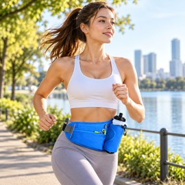 Running Waist Belt for Hands-Free Workouts – Adjustable Sports Fanny Pack with Water Bottle Holder for Running, Hiking & Cycling