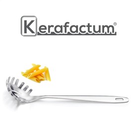Kerafactum Pasta Server, Pasta Server, Pasta Server, Spaghetti Spoon, Spaghetti Ladle for Pasta, Spaghetti, Macaroni, Tagiatelle, High Gloss, Pasta Ladle, Stainless Steel, 30 cm