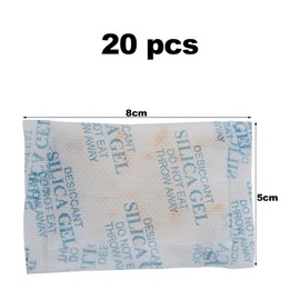 Silica Gel Bags, Moisture Absorber Desiccant Silica Gel with Indicator for Cabinet Dehumidifier Bathroom, Moisture Absorption Rate of 30% Reached, 10 g x 20 Packs