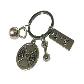 c Fitness Keychains with Quotes Weight Plate Dumbbell Kettlebell Charms Keyring