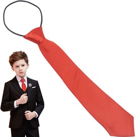 LRMYS Kids Pre-Tied Necktie, 29cm Length Elasticated One Size Solid Color Children Ties for Boys Girls Wedding School Uniform, Red 1 Pack