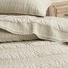 Beige Striped Twin Size Quilt Set, Lightweight Pick Stitch Bedspread
