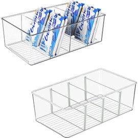 AIYULONG Pantry Organizers and Storage - 2 Pcs Kitchen Organizers and Storage for Fridge,Drawer and Refrigerator - Spice Organization for Cabinet,Clear Plastic Stackable Bins for Snack Organizer
