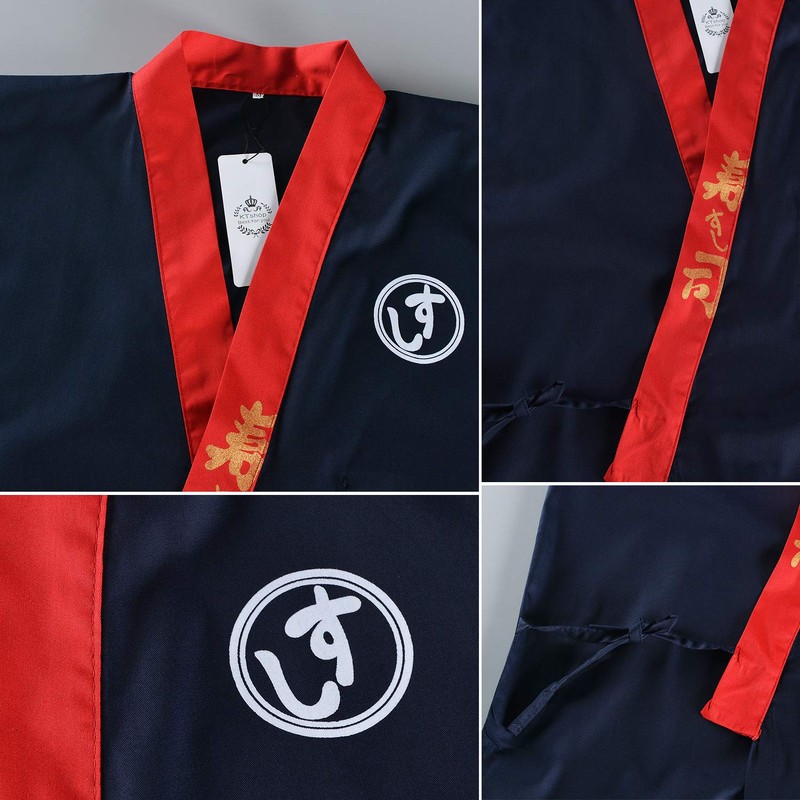 Japanese Sushi Chef Coat Uniforms Kimono for Unisex White Certain