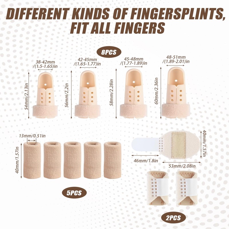 Pluvyze 15-piece set finger splint, finger protection, including 8 finger