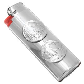 Navajo Silver Coin Lighter Case Cover Genuine Buffalo and Indian Head Nickels 3756