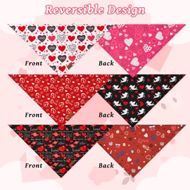 Vehomy 3-Pack Valentine's Day Dog Bandana Reversible Dog Bandanas Love Heart Dog Scarfs Cat Triangular Bibs Pet Valentine Love Bandanas Scarves for Small Medium Large Dogs L