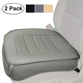 Car Seat Covers 2 Pack, Edge Wrapping Car Front Seat Covers Pad Mat for Auto Supplies Office Chair with PU Leather (Gray)