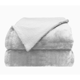 Comfort Lab Reversible Flannel Sherpa Throw Blanket - Elegant Fluffy Throw Blankets for Couch and Home Decor - Anti Pilling Non Shedding Cozy & Warm Fleece Throws - Baby/Pet (30" x 40") - Grey
