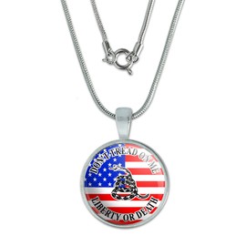 Graphics and More Gadsden Don't Tread On Me USA Flag - Tea Party Pendant with Sterling Silver Plated Chain