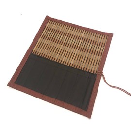 Calligraphy Brush Case, Calligraphy Brush Storage, Thin Bamboo Leather Brush Scroll, Convenient, Bamboo Leather, Compact, Portable, Breathable, Easy to Carry, Brown