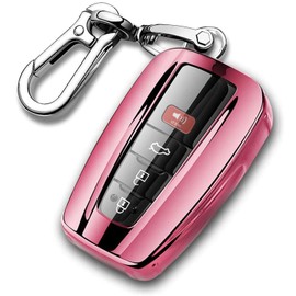 QBUC for Toyota Key Fob Cover with Keychain Soft TPU Key Fob Case All-Around Protection Key Case Compatible with 2018-2021 Toyota Camry RAV4 Avalon C-HR Prius Corolla Highlander GT86 Smart Key