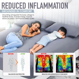 Grounding Fitted Sheet for Earthing King Size, 95% Organic Cotton+5% Silver Fiber, Gray Conductive Grounded Sheets, 400 Thread Count Soft Earthing Sheet with Grounding Cord for Healthy Sleep Therapy