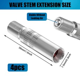 Lyxheth 4PCS Valve Caps Stem Extension 39mm, Tire Valve Extender, Chrome Plated Brass Tire Stem Valve Extensions, Universal Screw-on Wheel Tire Extender Adapter Car Accessories for Most Cars