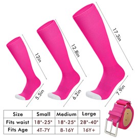 WHIPPY Baseball Socks and Belt Combo for Youth Adult - 2 Pairs of Softball Socks with Baseball Belt for Boys and Grils Rose M