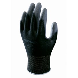 SHOWA B0500 Nylon/Polyester Work Glove with Polyurethane Coated Palm, 13 Gauge, Black, XL