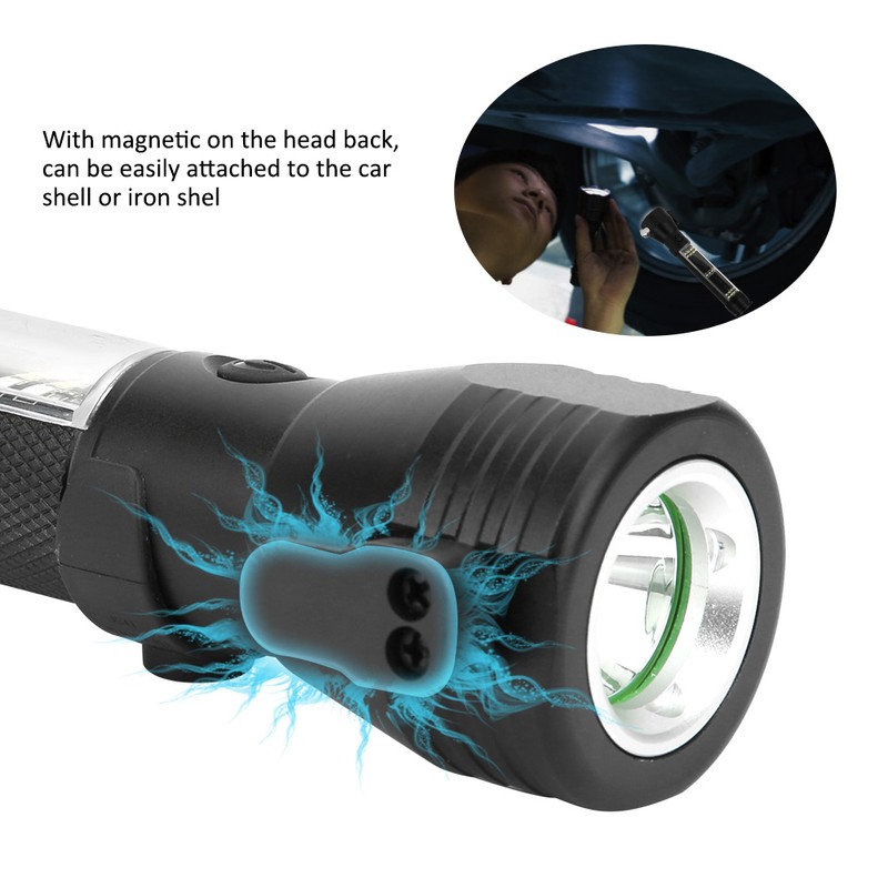 LED Solar Flashlight High Brightness Magnetic Torch USB Charging for