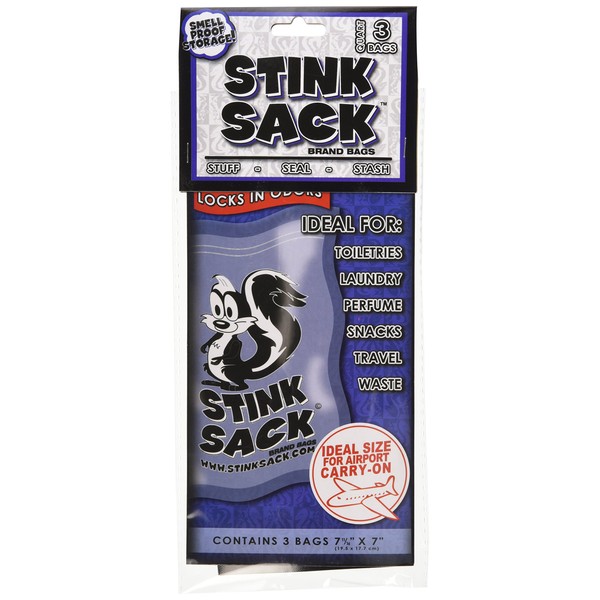 3pc Stink Sack Smell Proof Storage Bags - Black - 7.5" x 7"