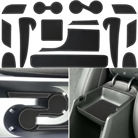 CIMOF Center Console Liner for Hyundai Kona Accessories (SE, SEL) 2024 2025, Cup Holder Mat, Door Slot Pad, Coaster Trim, Non-Slip Dust Interior, Custom Rubber Decoration Insert (14pcs, Gray Trims)